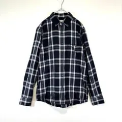 美品　PLST ボタンダウン ネイビー チェック　シャツ　メンズ　綿混のサムネイル