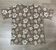Smiley Face ハイビスカス柄 半袖Tシャツ ブラウンのサムネイル