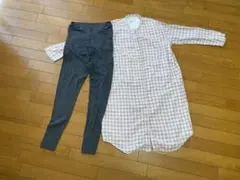 無印　チェック柄マタニティパジャマセット M
