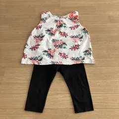 花柄ノースリーブトップス120cm 七分丈レギンス　五分丈レギンス3点セット