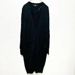 ユニクロ【M】ロングカーディガン 長袖 黒 ブラック Vネック 羽織り ボタン