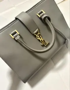美品YSL グレー レザーハンドバッグ
