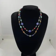 天然石　カラフルビーズの二重ネックレス
