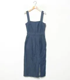 ダークブルー サロペット スリット付き NICE CLAUP デニム スカート