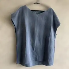 美品】アンタイトル ストライプ柄ブラウス ノースリーブ ホワイト M 2 