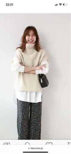 ウールフォックスバイカラータートルネックベスト