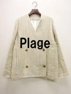 美品　R'IAM PLAGE 上品　アサツイードジャケット　ノーカラー　日本製 2025年最新】Plage レディース ノーカラージャケットの人気