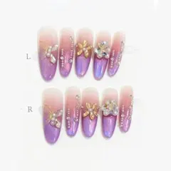 パープルオーロラキャッツアイネイル 付け爪