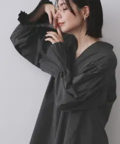 【新品未使用】OPAQUE.CLIP プリーツキャンディスリーブブラウス