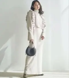 SNIDEL ワンピース/ドレス フリルベストレイヤードニットワンピース