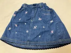 mezzo piano 花柄刺繍デニムスカート 130cm