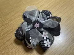 コサージュ 和柄 花柄 黒