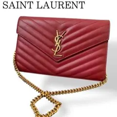 極美品✨サンローラン 長財布 キャビアスキン カサンドラロゴ レッド SAINT LAURENT サンローラン 二つ折り長財布 372264 BOW02