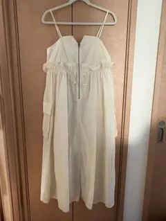 キャミワンピース アイボリー ロング丈 フリル ポケット w closet
