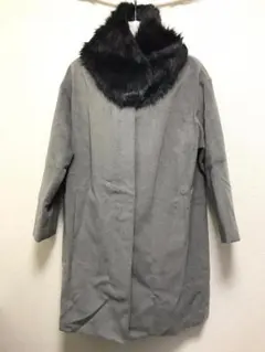 nano・universe　ファーティペット付　ノーカラーロングコート　サイズＦ