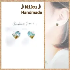 No.1567-F 樹脂ポストピアス☆パール入りちっちゃなハート型(ピンク