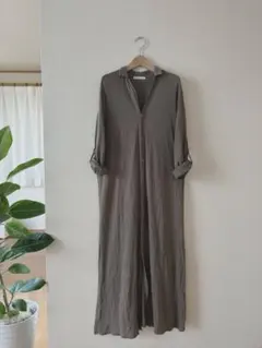 GALERIE VIEリネン100%長袖シャツロングワンピース 未使用に近い美品