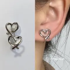 【残り1点】no.102 ハートイヤリング　シルバー　ノンホール