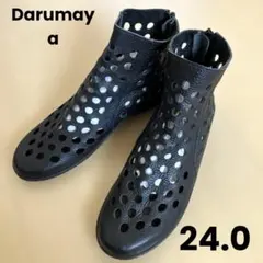 Darumaya だるまや パンチングシューズ 本革 レザー ブラック 24㎝