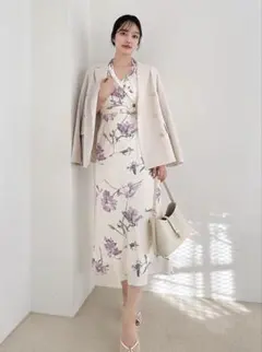 SNIDEL ペイントフラワープリントワンピース&カーディガンセット