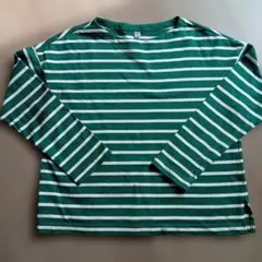 UNIQLO 緑と白のストライプ 長袖Tシャツ S
