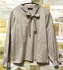 Lovetoxic 150 女の子服 長袖 チェック柄 シャツ リボン ベージュ