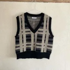 チェック柄ニットベスト