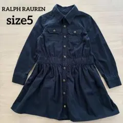 【ラルフローレン/RALPH LAUREN】シャツワンピース ネイビー 5歳