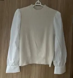 GU 美品　クリーム色 スリーブ ニットトップス