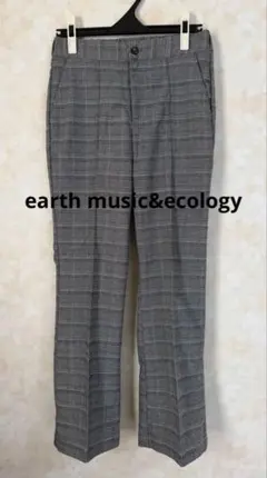 earth music&ecology ストレッチフレアパンツLグレンチェック