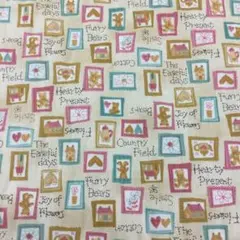 キルトゲイトQUILT GATE 生地1ｍ ミニミニピクチャー ベージュブラウン