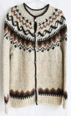 セール/70s ユーロヴィンテージ/ウール ノルディックカーディガン/ナチュラル