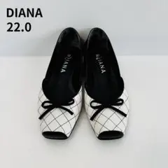 美品✨DIANAリボンバレエシューズ/フラット/バイカラーホワイトブラック22のサムネイル