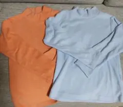 ユニクロ　長袖フリースカットソー 水色 オレンジ 2枚セット 130cm