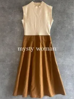 最終お値下げ　美品　mysty woman ノースリーブニット ワンピース♪