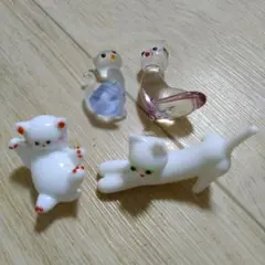 猫のガラス細工　4個　セット