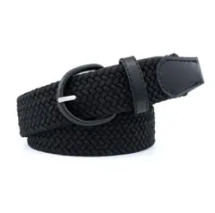 メッシュベルト 黒 伸縮 ゴムベルト 編み込み 穴なし 男女兼用 フリーサイズ