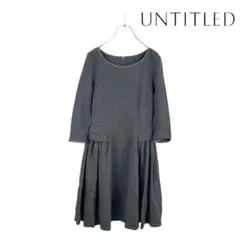 11T278☆ UNTITLED チャコール プリーツ ワンピース 秋冬 M