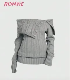 ROMWE スタイル オフショルダーリブ編みクロップドセーター SHEIN
