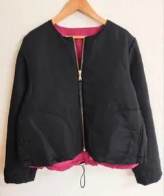 秋冬GIPSYBLUE大人カジュアル長袖中綿キルティングブルゾンジャンパー黒M