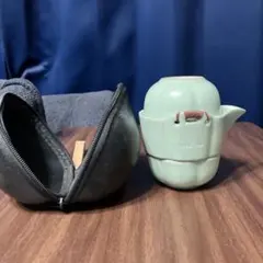 新品　持ち歩き急須 ミントグリーン 陶器製 取っ手付き