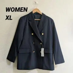 【未使用タグ付き】GU ダブルブレストブレザー ネイビー WOMEN XL