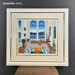 美品 トーマス・マックナイト「マダケット」シルクスクリーン 直筆サイン入 額縁 美品 トーマス・マックナイト「ナンタケットルーム」シルクスクリーン