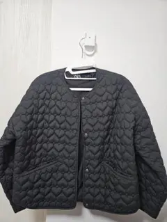 ZARA ブラック ハート柄キルティングジャケット S