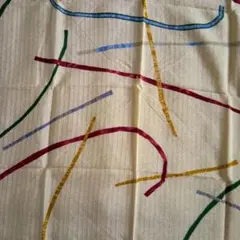 k*o様 風呂敷 黄色の地に赤青緑黄の線 デザイン