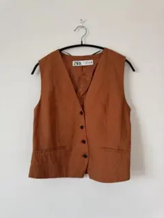 ZARA ノースリーブ ベスト S 未着用 くすみ オレンジ おしゃれ