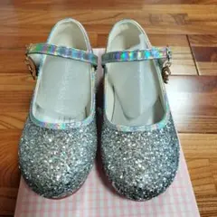 シルバーグリッター こどもパンプス 18センチ