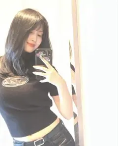 DIESEL M-ARGARET ブラック タートルネック 半袖ニット