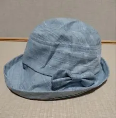 ✨レディース つば広帽子 ハット ブルー 小顔効果 折りたたみ 綿 日除け