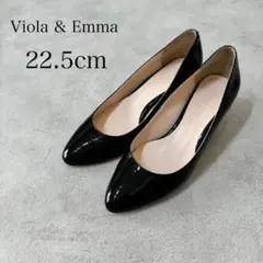 Viola & Emma 本革ラウンドトゥヒールパンプス エナメル 22.5cm